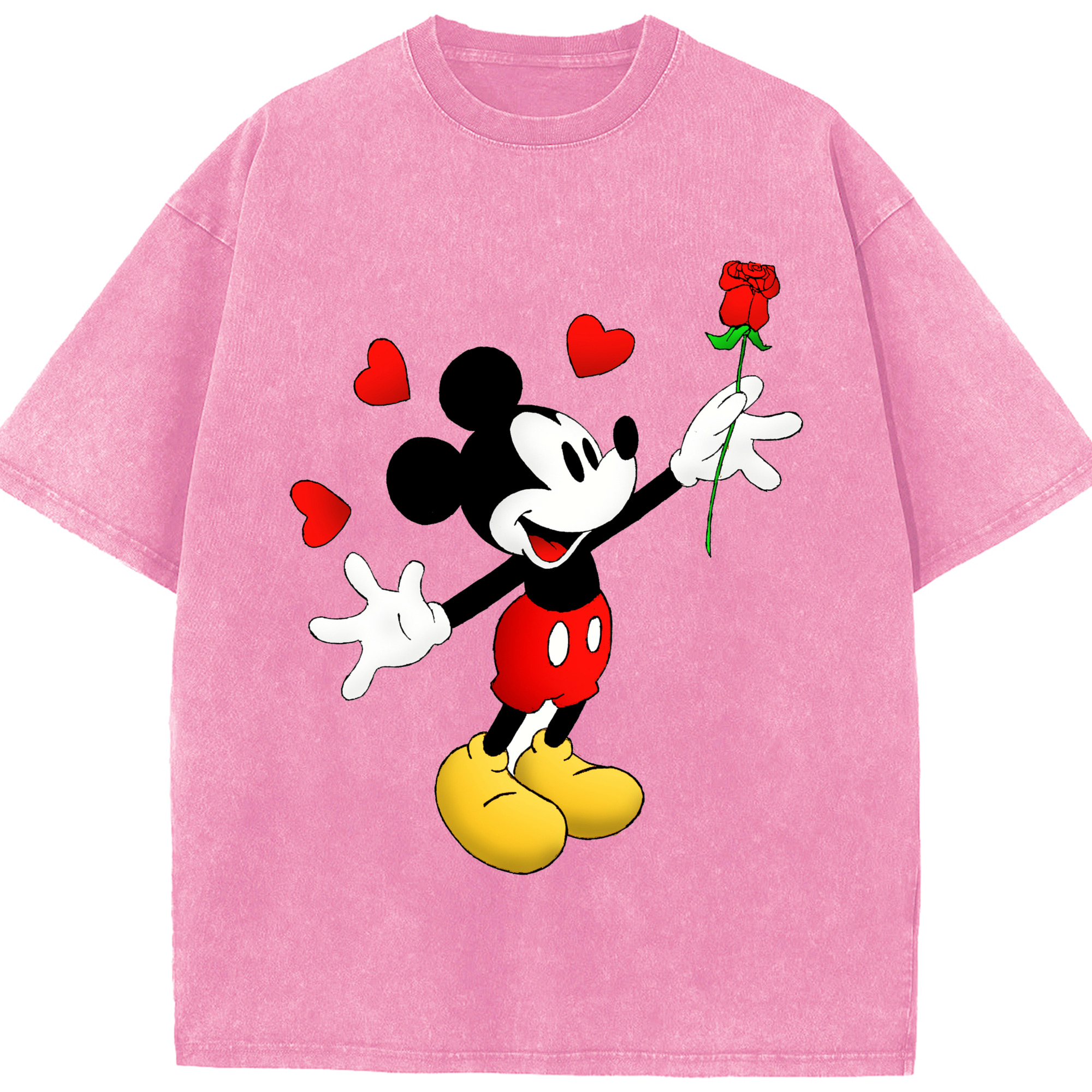 （画像用） ミッキーマウス Mickey Mouse 綿100% ヴィンテージ風 半袖Tシャツ（フロントプリント）